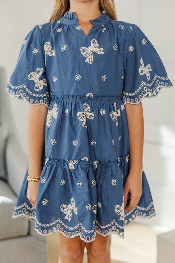 Girls: The Stephanie Blue Eyelet Dress