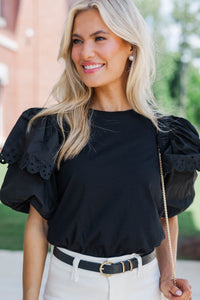 More Than Ready Black Eyelet Blouse
