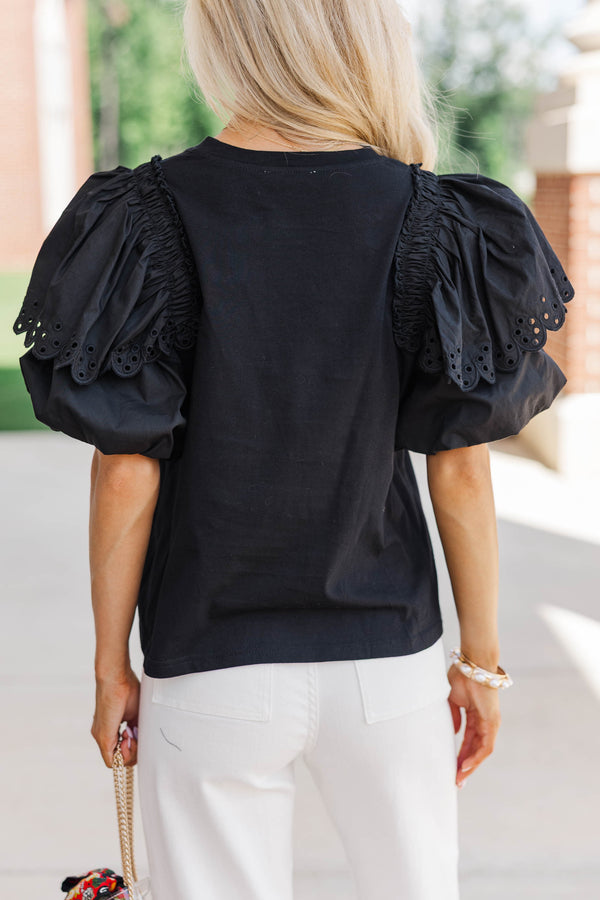 More Than Ready Black Eyelet Blouse
