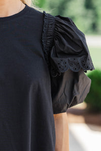 More Than Ready Black Eyelet Blouse