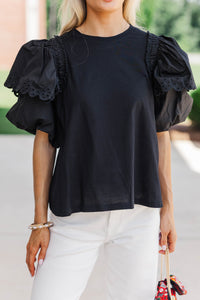 More Than Ready Black Eyelet Blouse