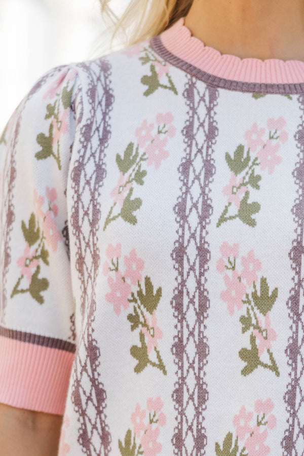 Soft Statement White Medallion Sweater