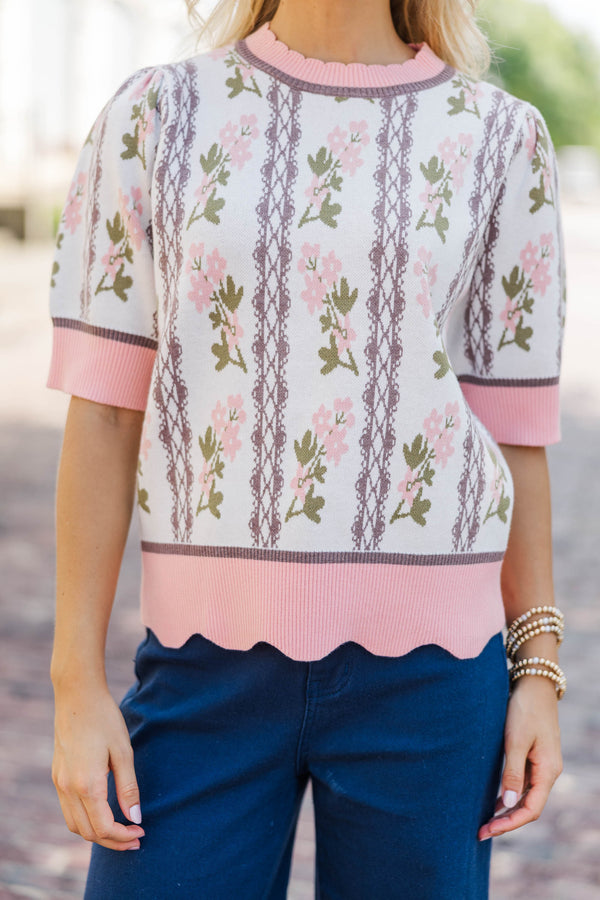 Soft Statement White Medallion Sweater