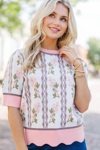 Soft Statement White Medallion Sweater