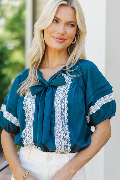 Do What's Right Teal Lace Blouse – Shop the Mint