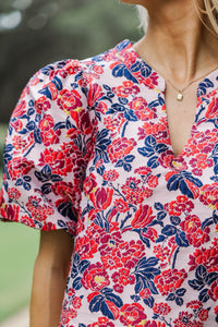 Looks Like You Love Me Red Floral Blouse