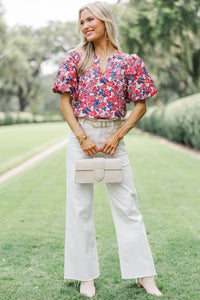 Looks Like You Love Me Red Floral Blouse