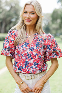 Looks Like You Love Me Red Floral Blouse