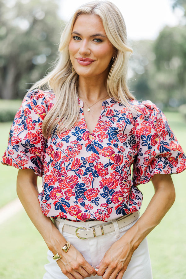 Looks Like You Love Me Red Floral Blouse