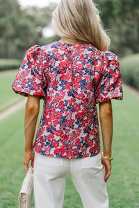 Looks Like You Love Me Red Floral Blouse