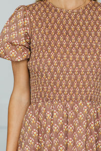 NURSING COLLECTION: Make The Right Choice Brown Medallion Maxi Dress