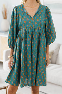 NURSING COLLECTION: It's All True Teal Medallion Dress