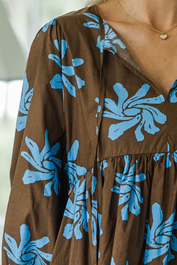 NURSING COLLECTION: It's All True Brown Floral Dress