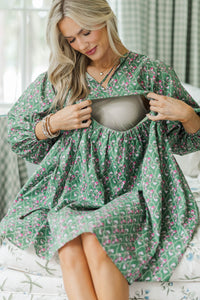NURSING COLLECTION: It's All True Green Medallion Dress