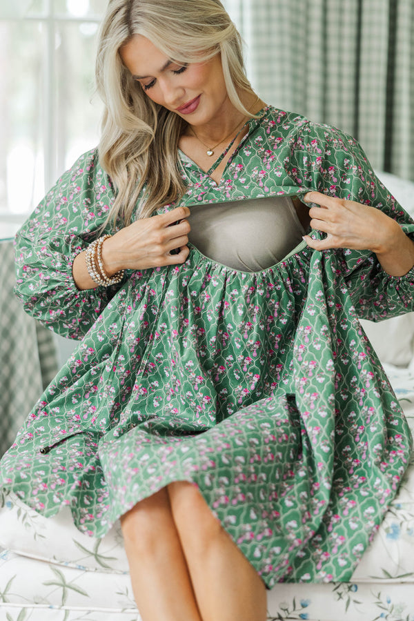 NURSING COLLECTION: It's All True Green Medallion Dress