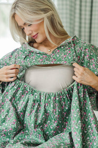 NURSING COLLECTION: It's All True Green Medallion Dress