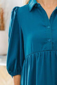 NURSING COLLECTION: Love Found Teal Tiered Midi Dress