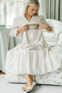 NURSING COLLECTION: What A Surprise Cream Leopard Print Midi Dress