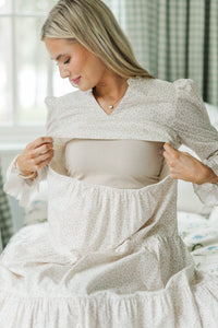 NURSING COLLECTION: What A Surprise Cream Leopard Print Midi Dress