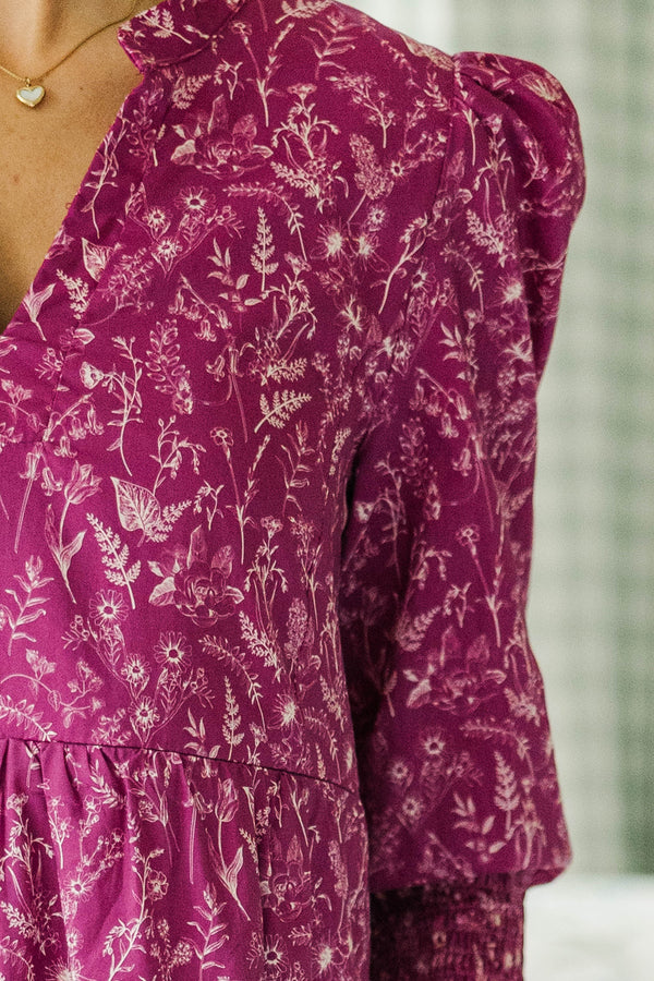 NURSING COLLECTION: What A Surprise Plum Toile Midi Dress