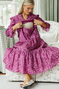 NURSING COLLECTION: What A Surprise Plum Toile Midi Dress