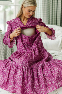 NURSING COLLECTION: What A Surprise Plum Toile Midi Dress
