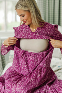 NURSING COLLECTION: What A Surprise Plum Toile Midi Dress