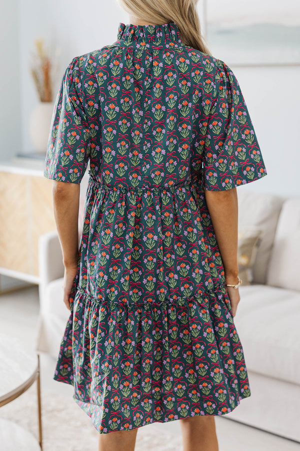 NURSING COLLECTION: Feeling Your Best Teal Medallion Dress