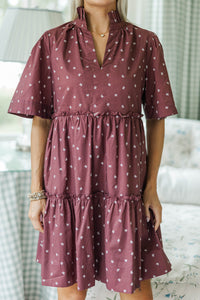 NURSING COLLECTION: Feeling Your Best Brown Bow Print Dress