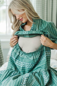 NURSING COLLECTION: Feeling Your Best Green Ditsy Floral Dress
