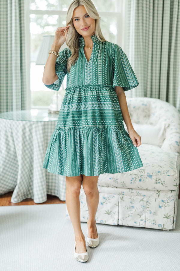 NURSING COLLECTION: Feeling Your Best Green Ditsy Floral Dress