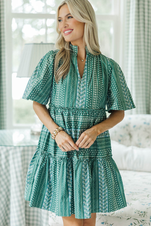 NURSING COLLECTION: Feeling Your Best Green Ditsy Floral Dress