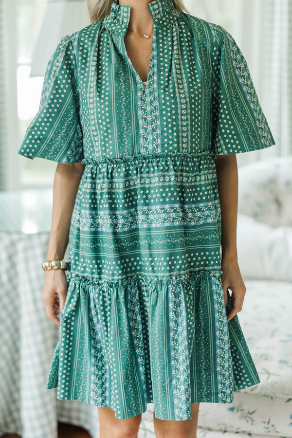 NURSING COLLECTION: Feeling Your Best Green Ditsy Floral Dress