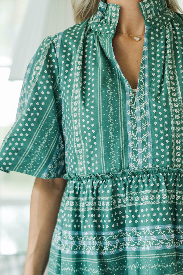 NURSING COLLECTION: Feeling Your Best Green Ditsy Floral Dress