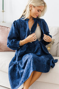 NURSING COLLECTION: All Up To You Navy Textured Dress