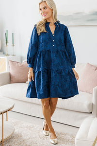 NURSING COLLECTION: All Up To You Navy Textured Dress