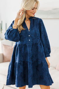 NURSING COLLECTION: All Up To You Navy Textured Dress