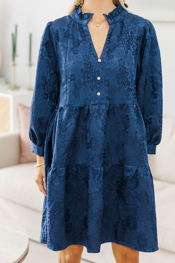 NURSING COLLECTION: All Up To You Navy Textured Dress