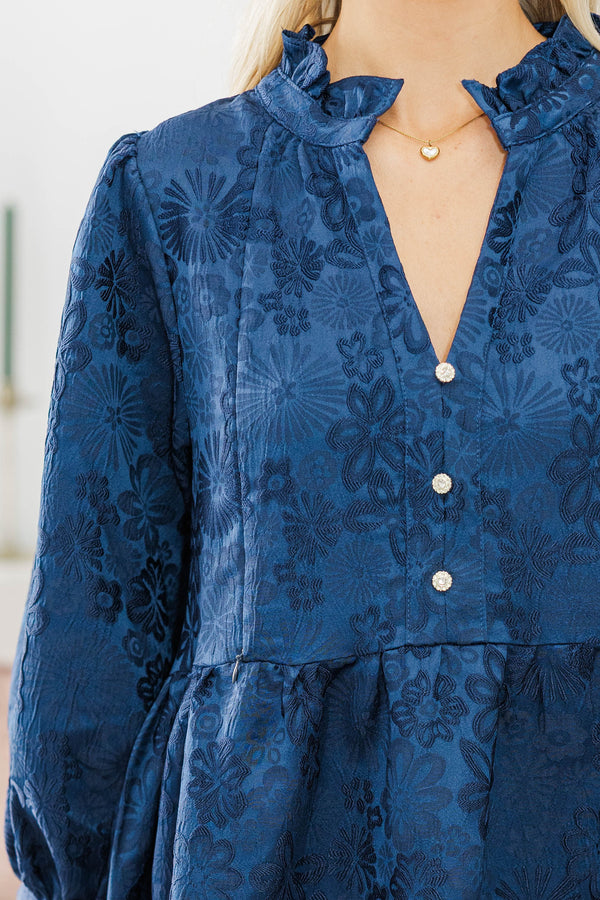 NURSING COLLECTION: All Up To You Navy Textured Dress