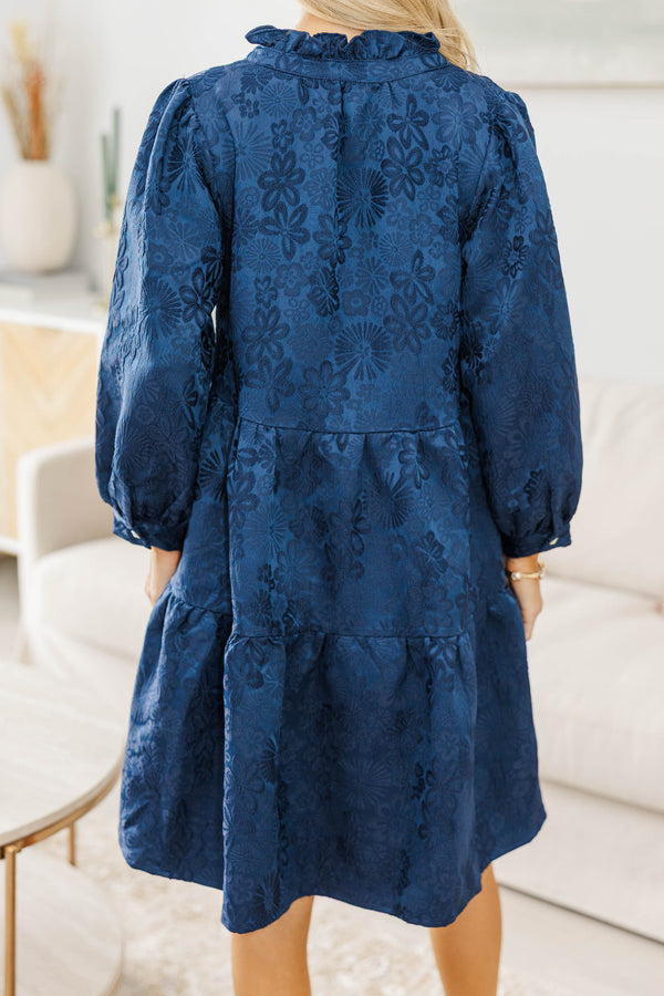 NURSING COLLECTION: All Up To You Navy Textured Dress