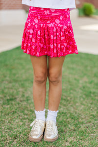 Girls: The Sadie Fuchsia Pink Spirit Print Skort