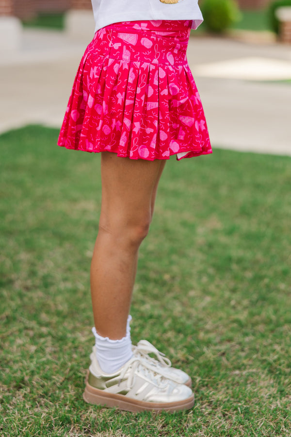 Girls: The Sadie Fuchsia Pink Spirit Print Skort