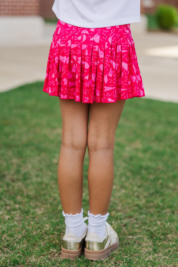 Girls: The Sadie Fuchsia Pink Spirit Print Skort
