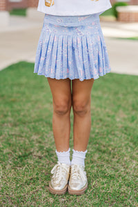 Girls: The Sadie Light Blue Spirit Print Skort Skort