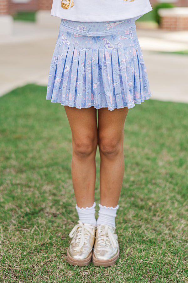 Girls: The Sadie Light Blue Spirit Print Skort Skort