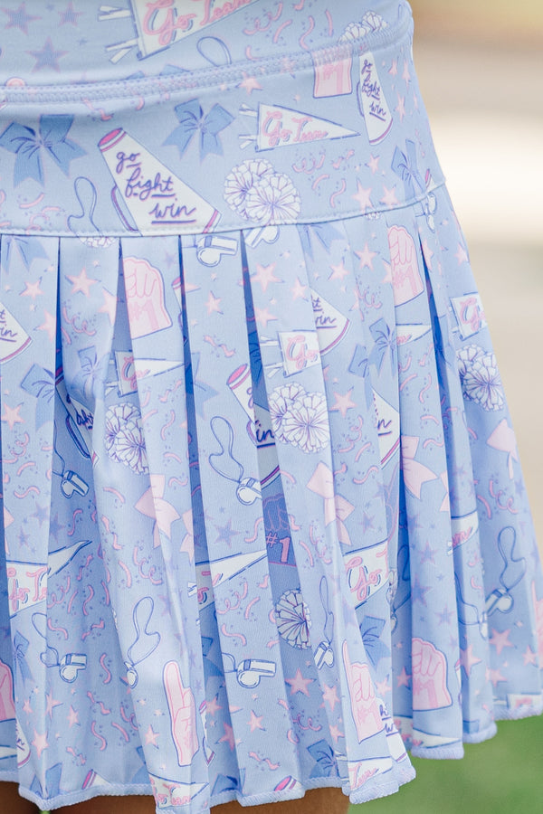 Girls: The Sadie Light Blue Spirit Print Skort Skort