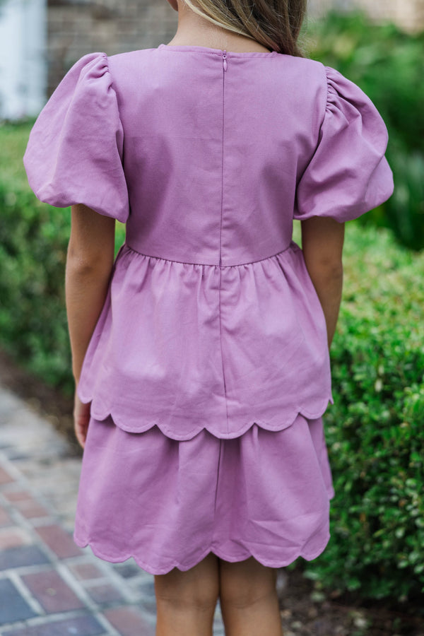 Girls: The Raighlyn Pink Scallop Dress