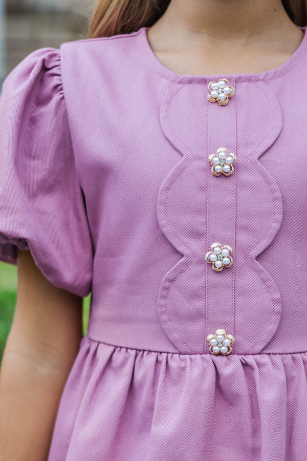 Girls: The Raighlyn Pink Scallop Dress