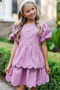 Girls: The Raighlyn Pink Scallop Dress