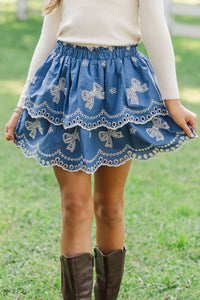 Girls: The Sarah Beth Blue Eyelet Skort